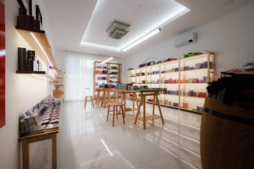 A store filled with lots of shelves and chairs