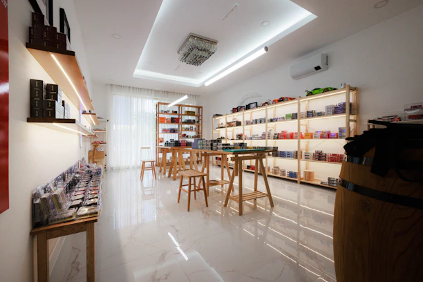 A store filled with lots of shelves and chairs