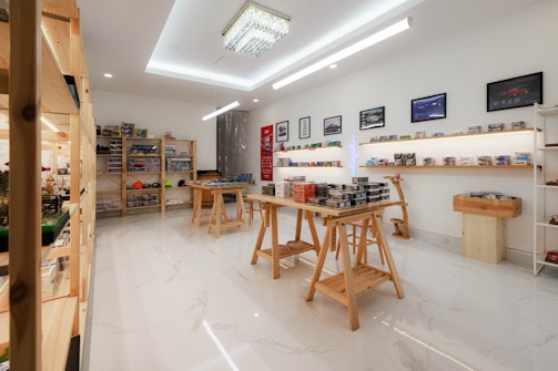 A store filled with lots of shelves filled with items