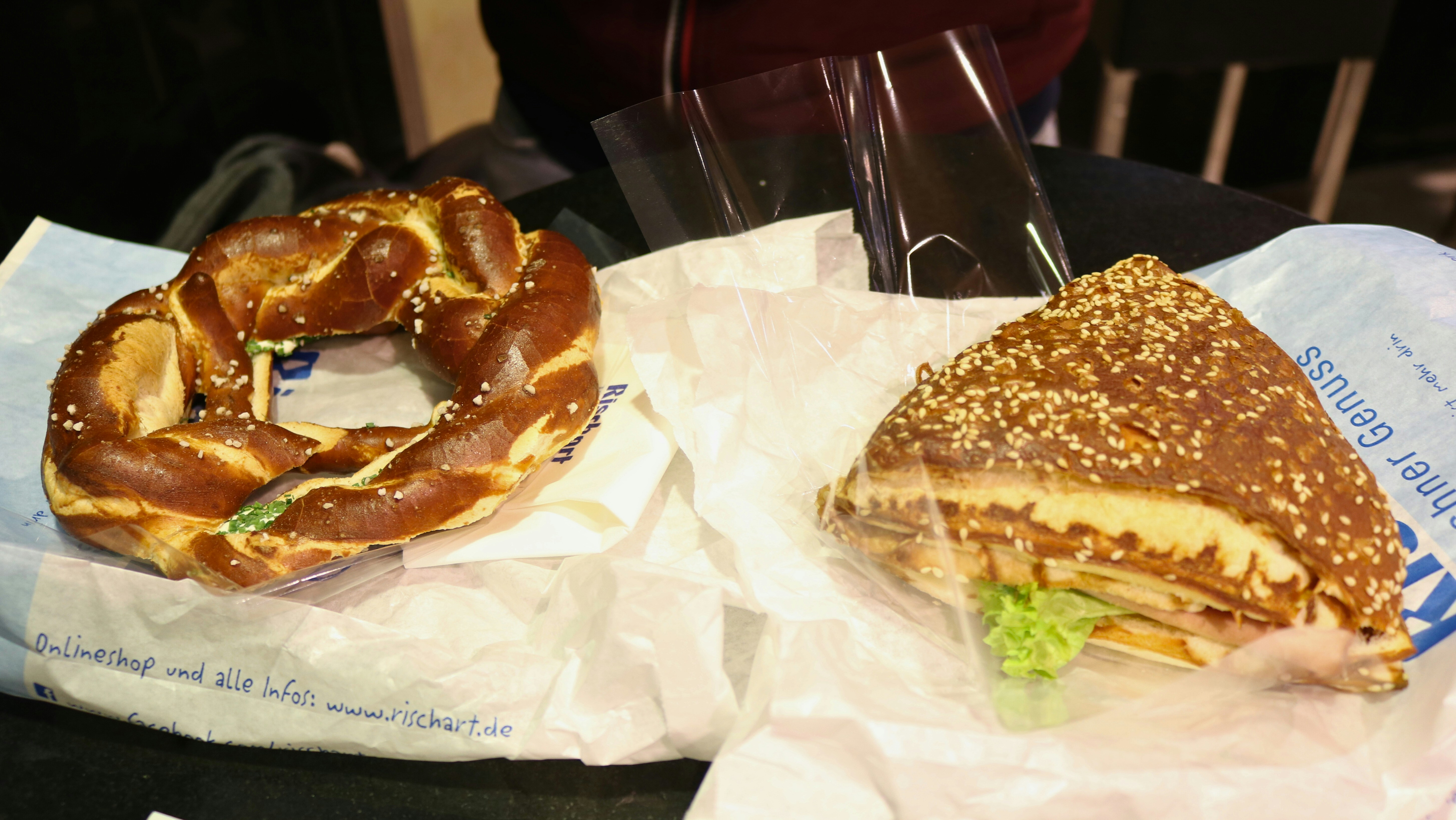 ReadyMeals Turkey Bacon & Cheddar Pretzel Duo Sandwich, perishable, Keep Refrigerated, plastic clamshell, net wt. 10 oz, UPC 8 26766 25036 3. Distributed By F&S Fresh Foods Vineland, NJ 08360.  Label declares CONTAINS EGG, MILK, SOY, WHEAT. recalled by F&S Fresh Foods, Inc. - Undeclared sesame. Sandwich contains visible sesame but label does not declare sesame.