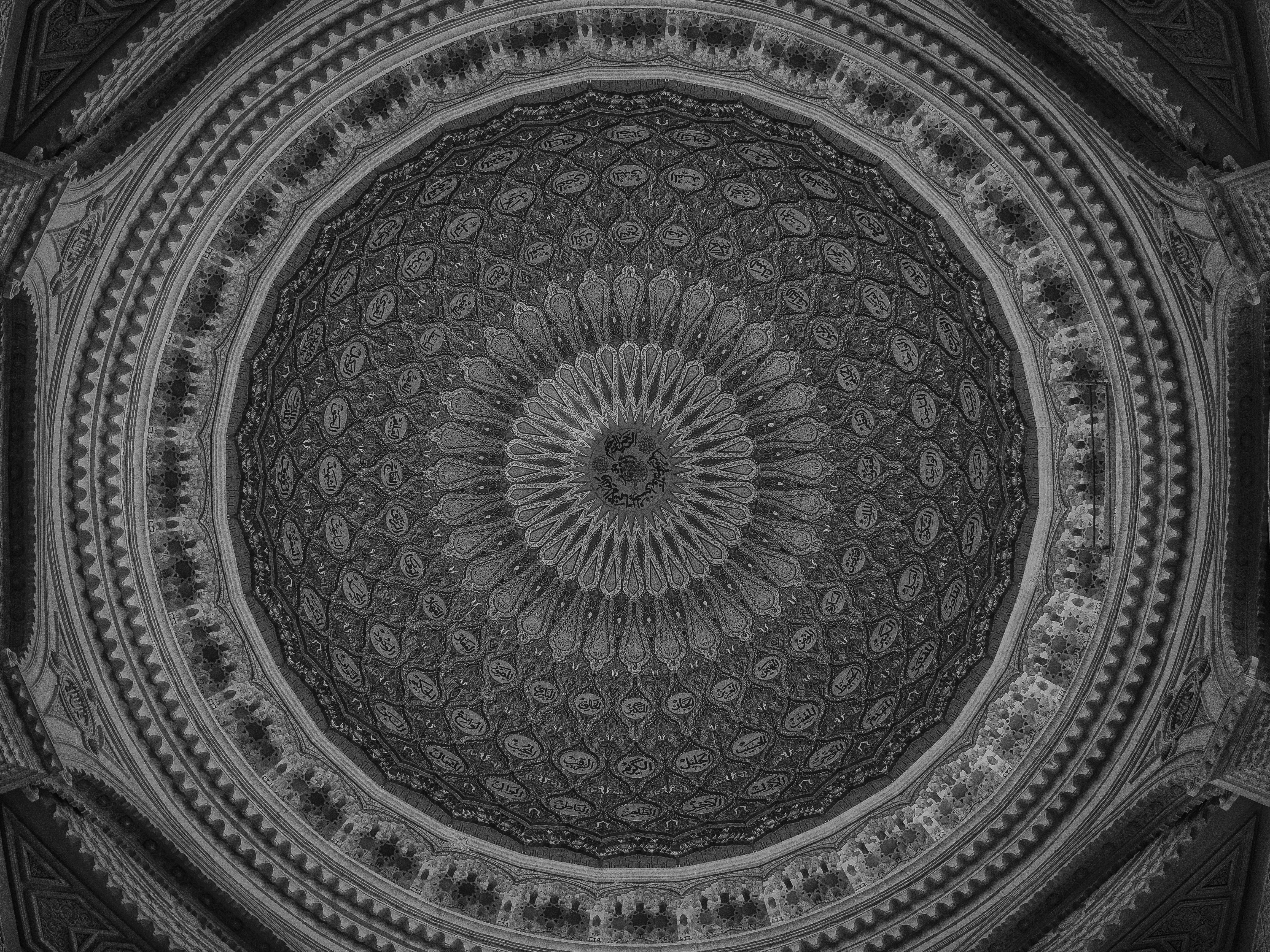 Ein Schwarz-Weiß-Foto einer Decke