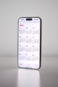 A phone with a calendar on the back of it
