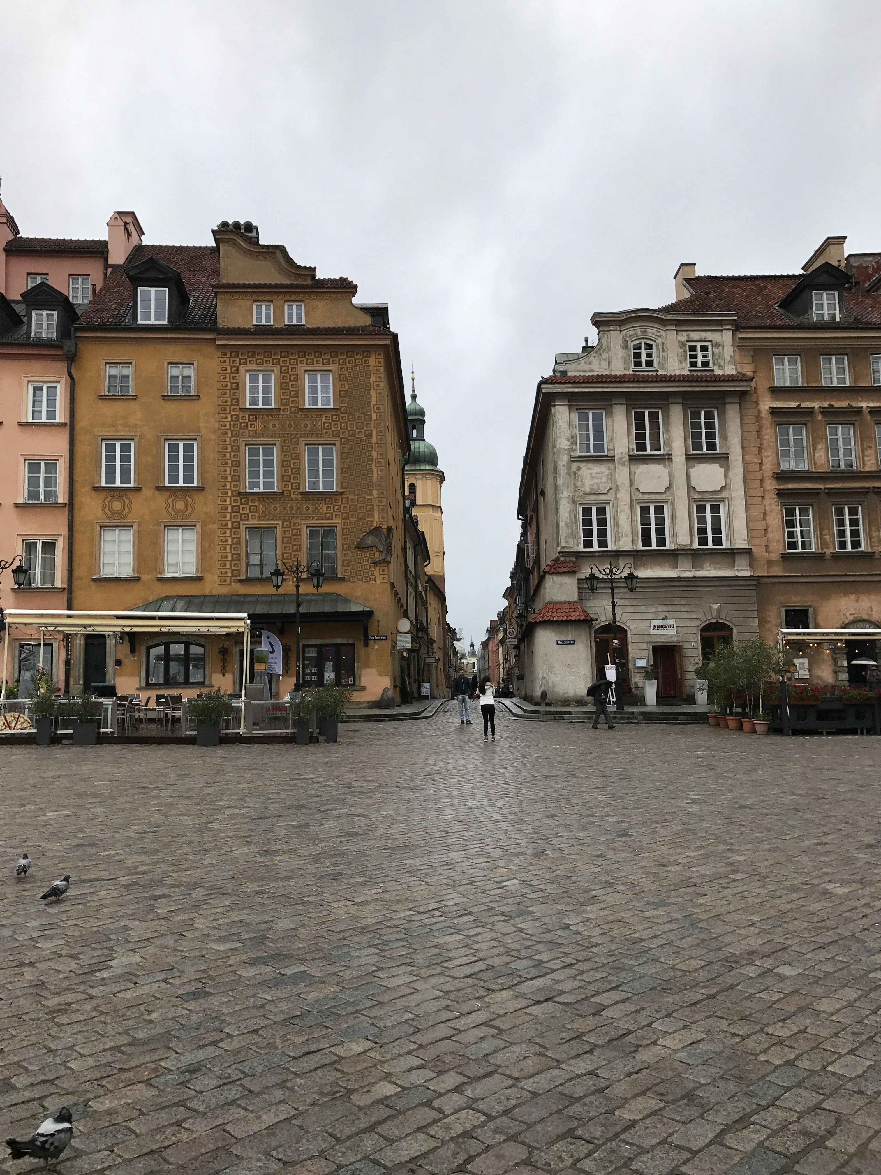 A cobblestone street in a european city