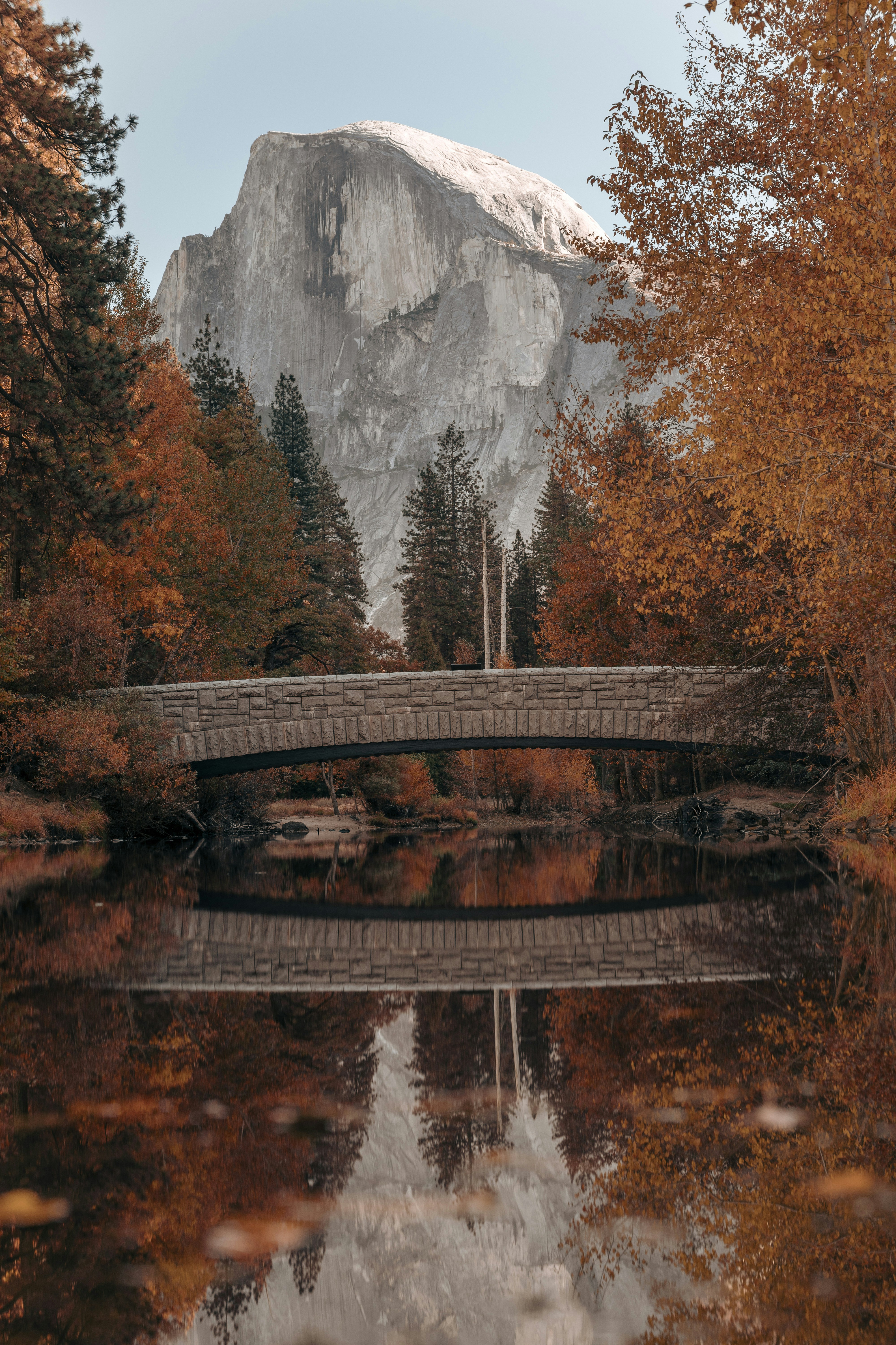 A bridge over a body of water surrounded by trees photo – Free Yosemite ...