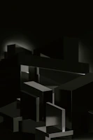 A black and white photo of a bunch of cubes