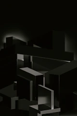 A black and white photo of a bunch of cubes