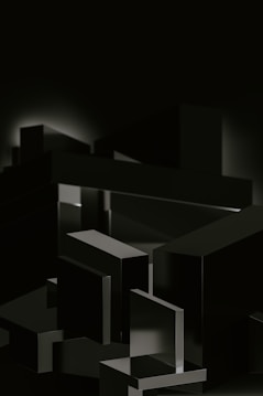 A black and white photo of a bunch of cubes