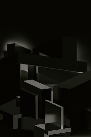 A black and white photo of a bunch of cubes