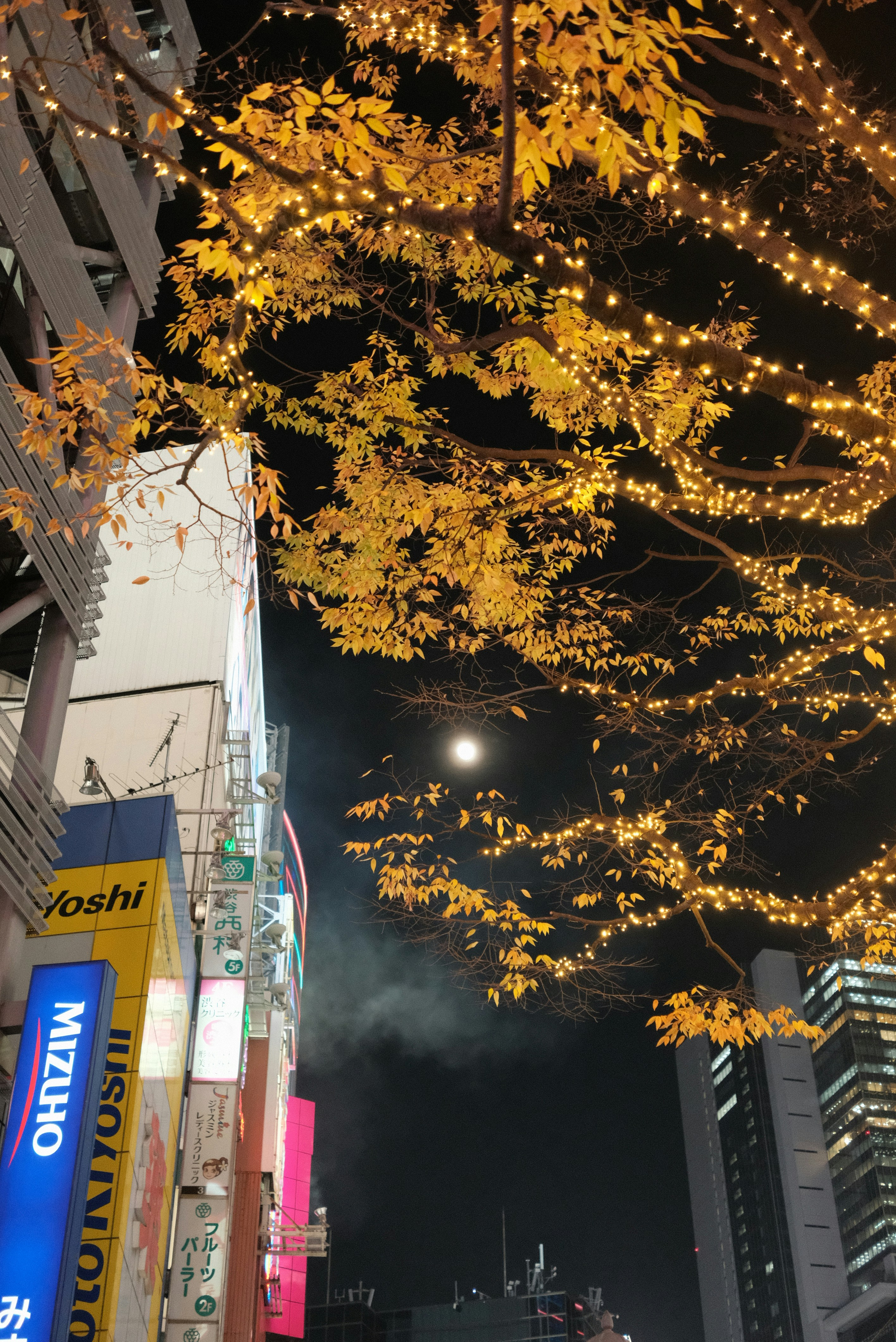 A city street filled with lots of tall buildings