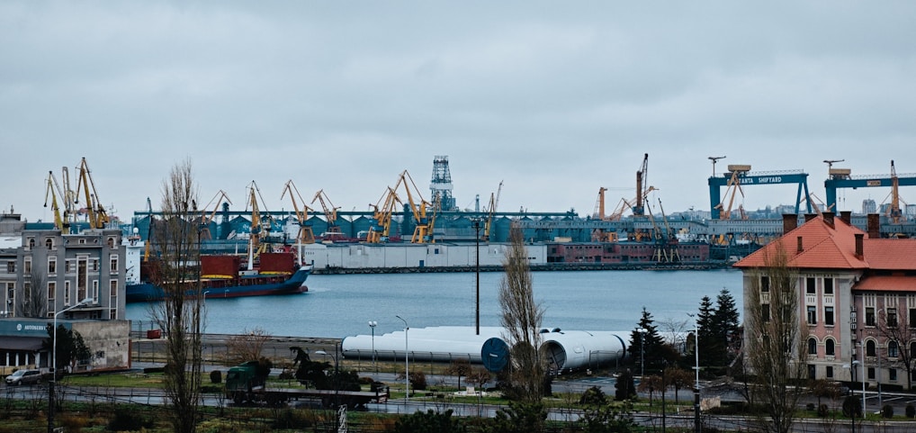 A large body of water surrounded by buildings
