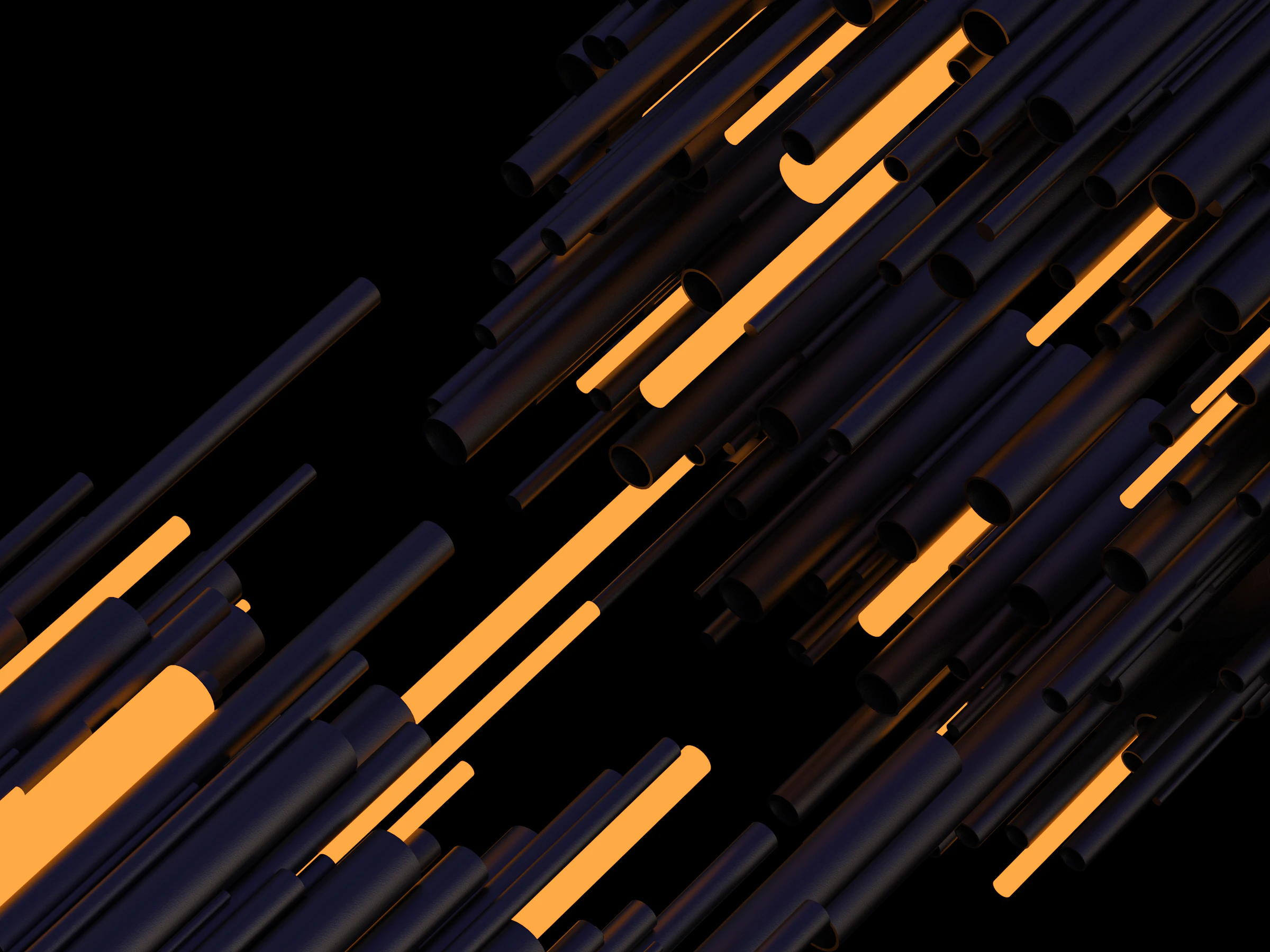 Abstract 3D render of amber shear planes