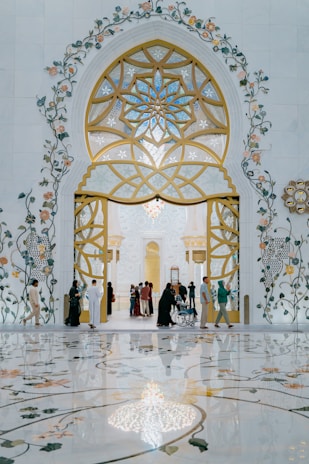 A group of people standing inside of a building Luxury Wedding 