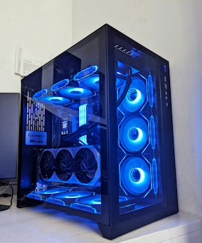 A computer tower sitting on top of a desk