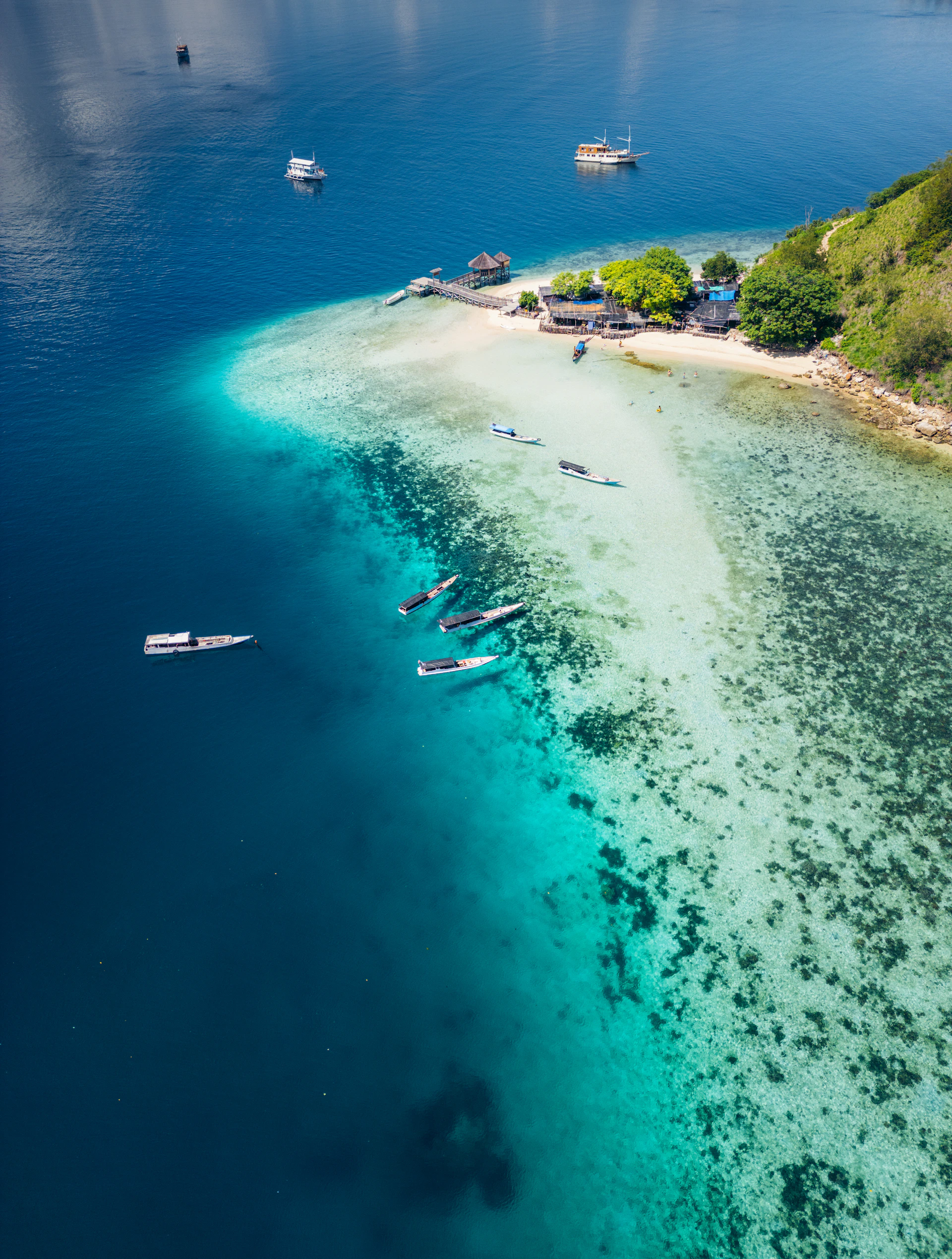 An aerial view of a small island in the middle of the ocean