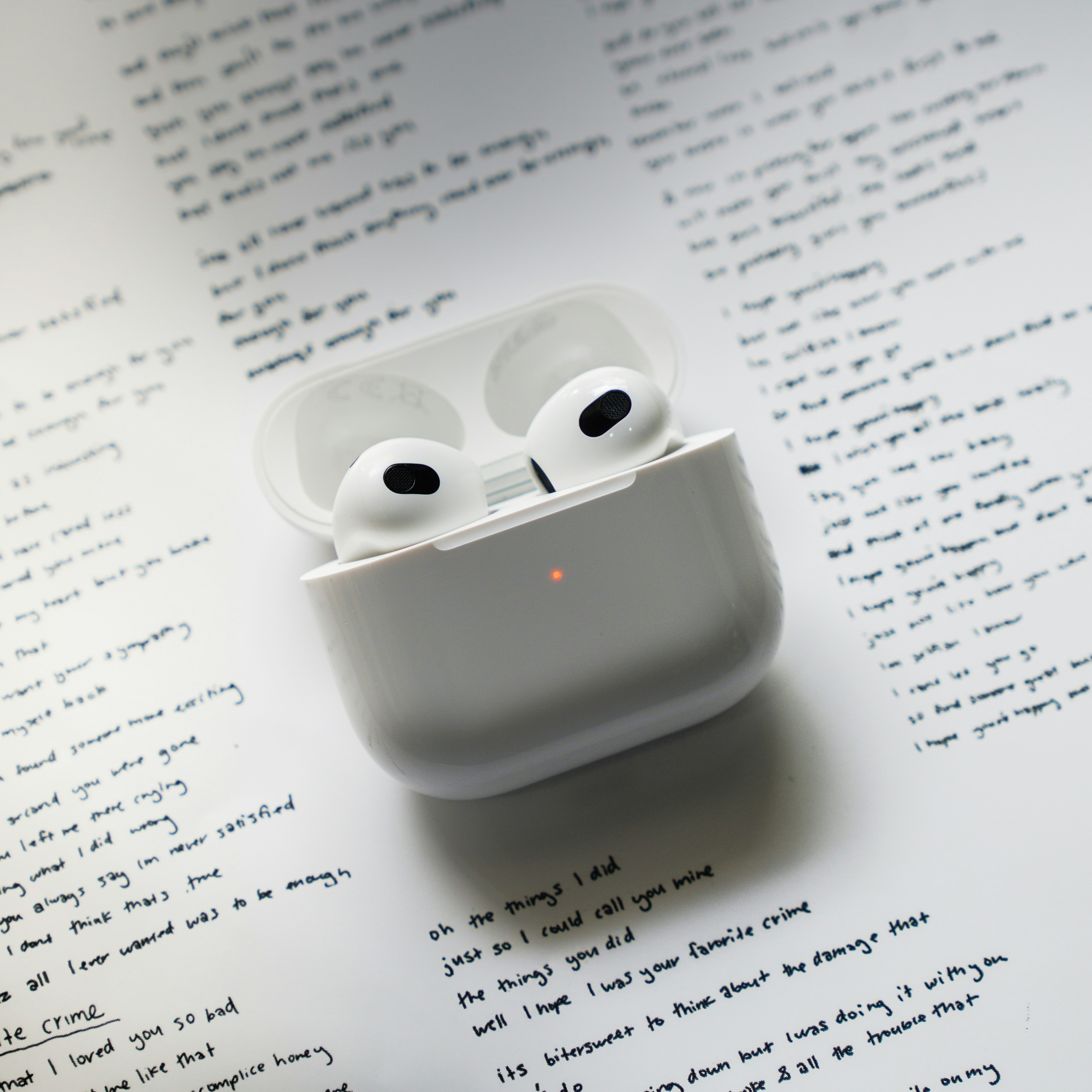 An apple airpods sitting on top of a book