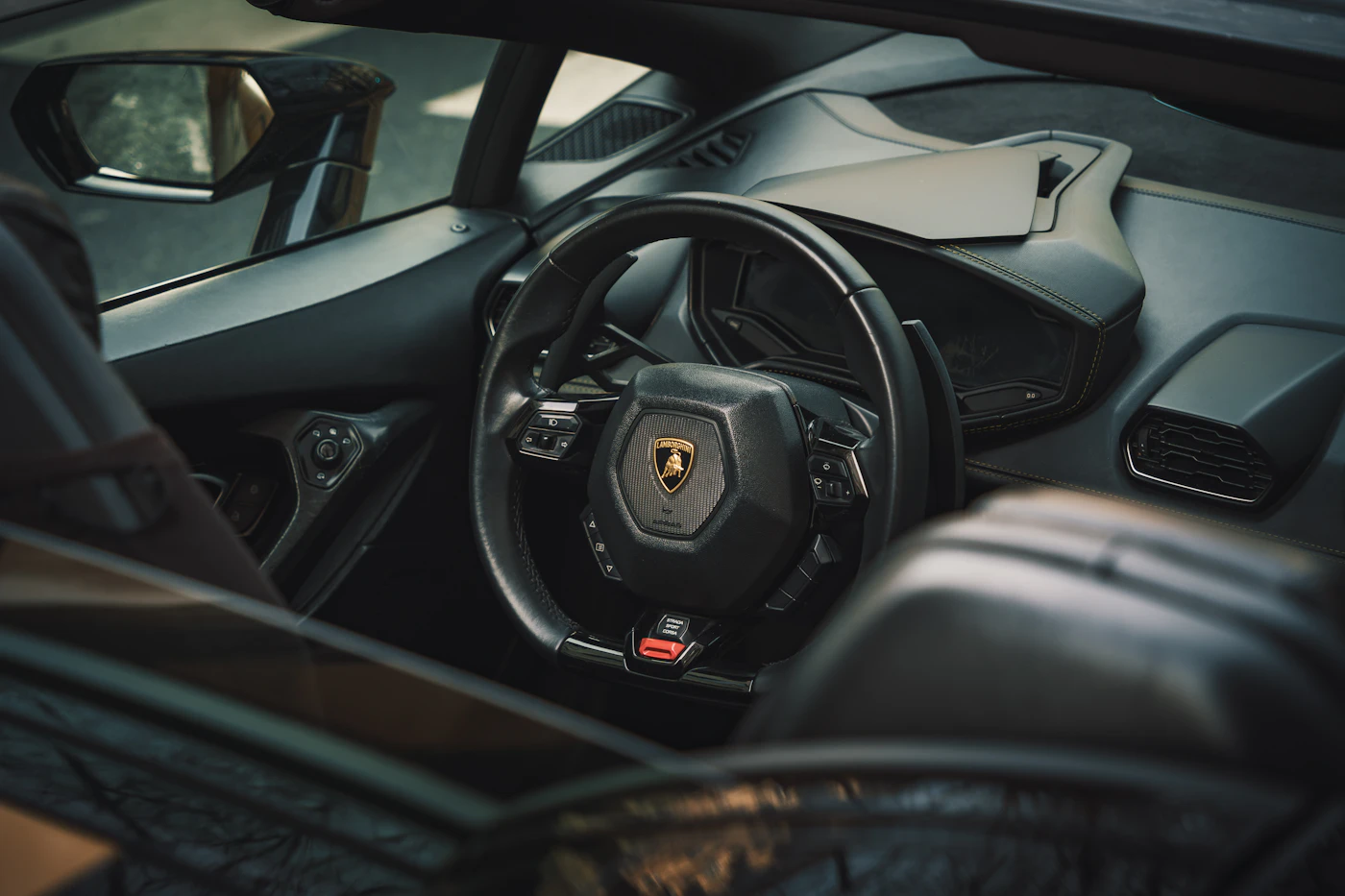 Close-up of a luxury car interior
