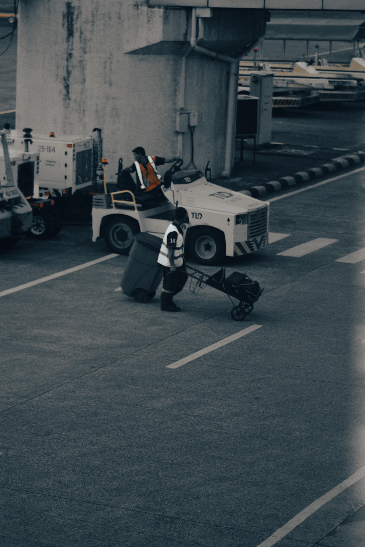 Airport apron with ground handling equipment