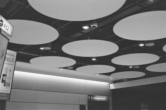 A black and white photo of an airport