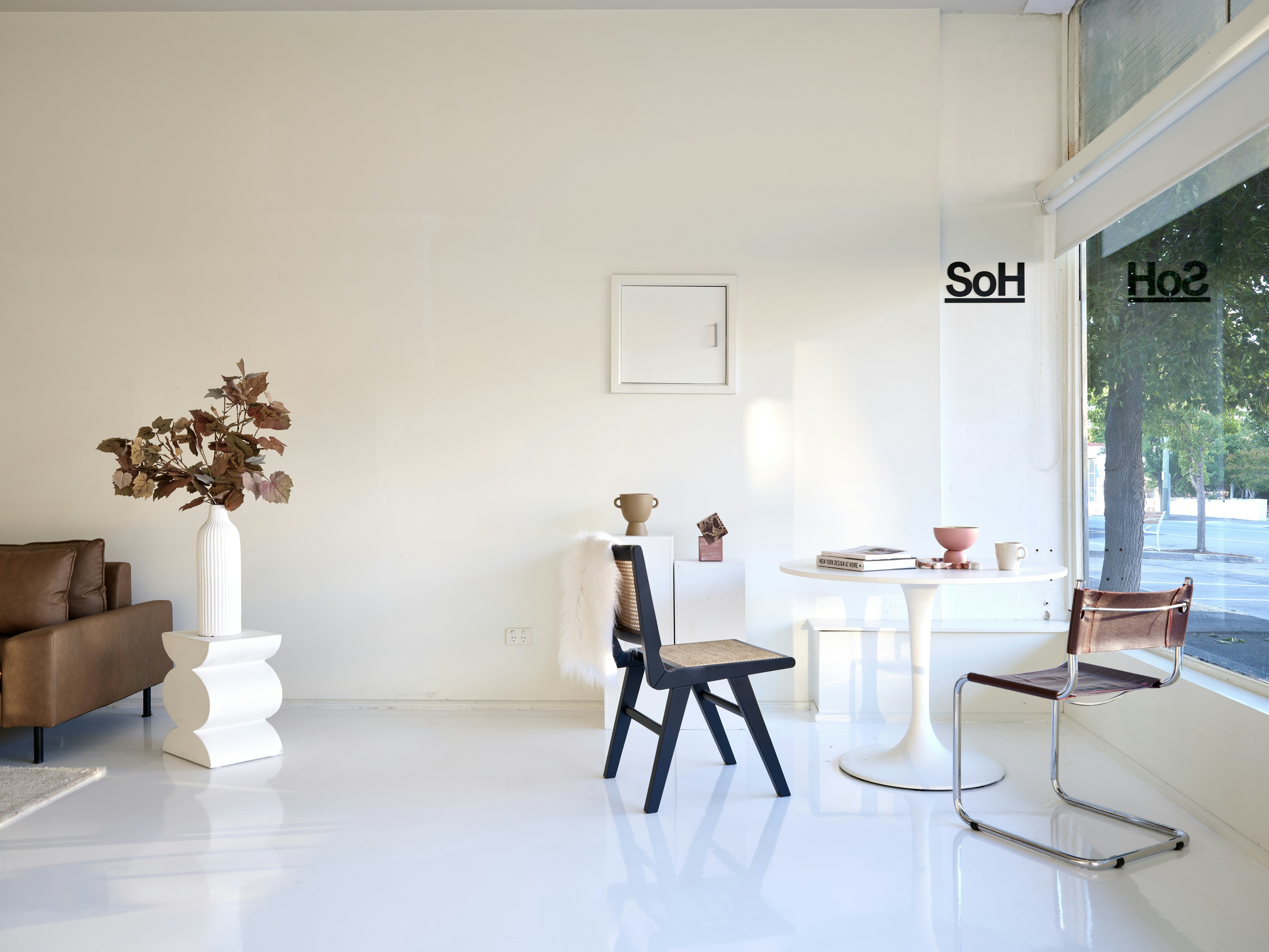 Professional living room workspace setup