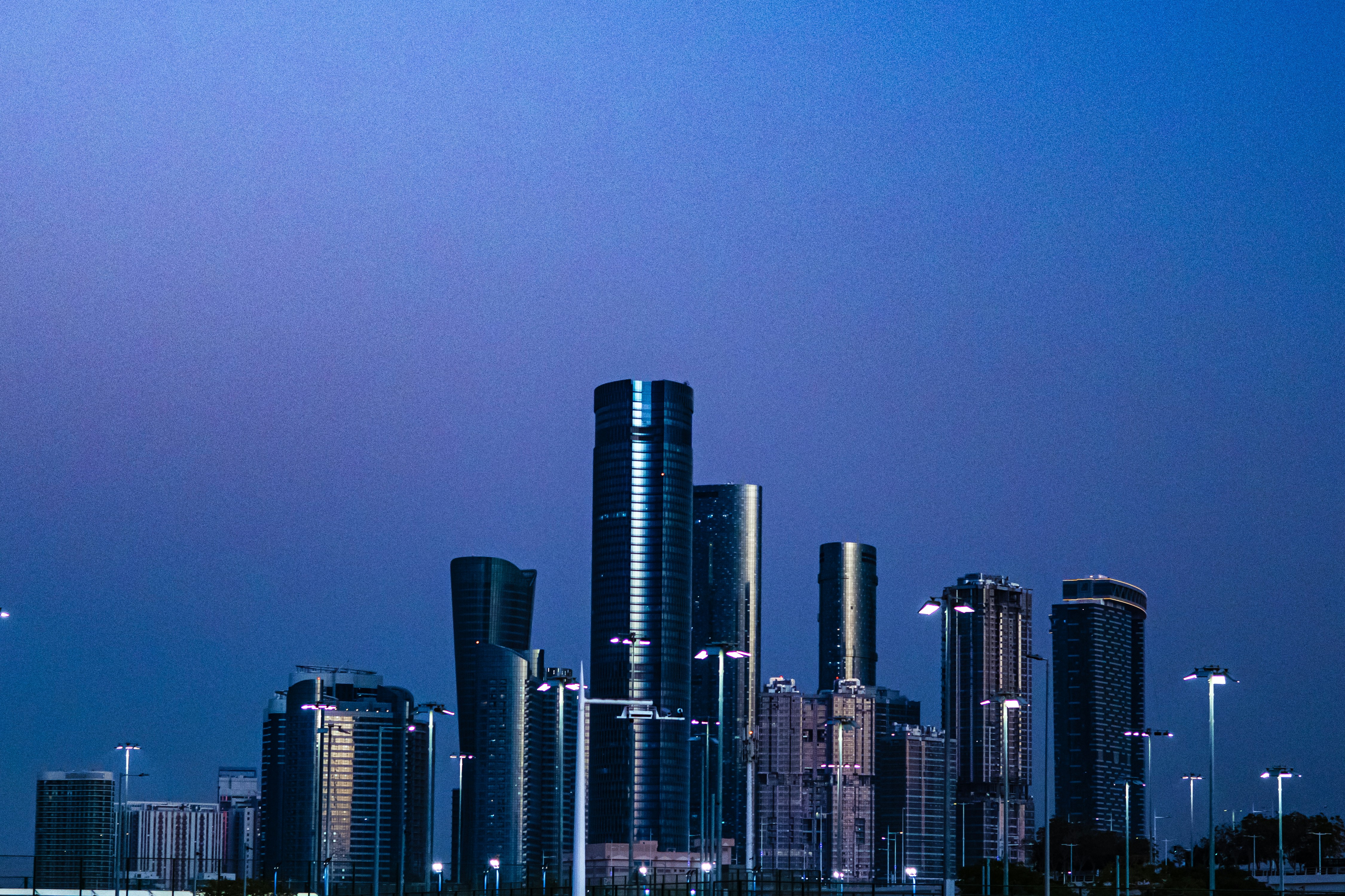 A view of a city at night from across the water
