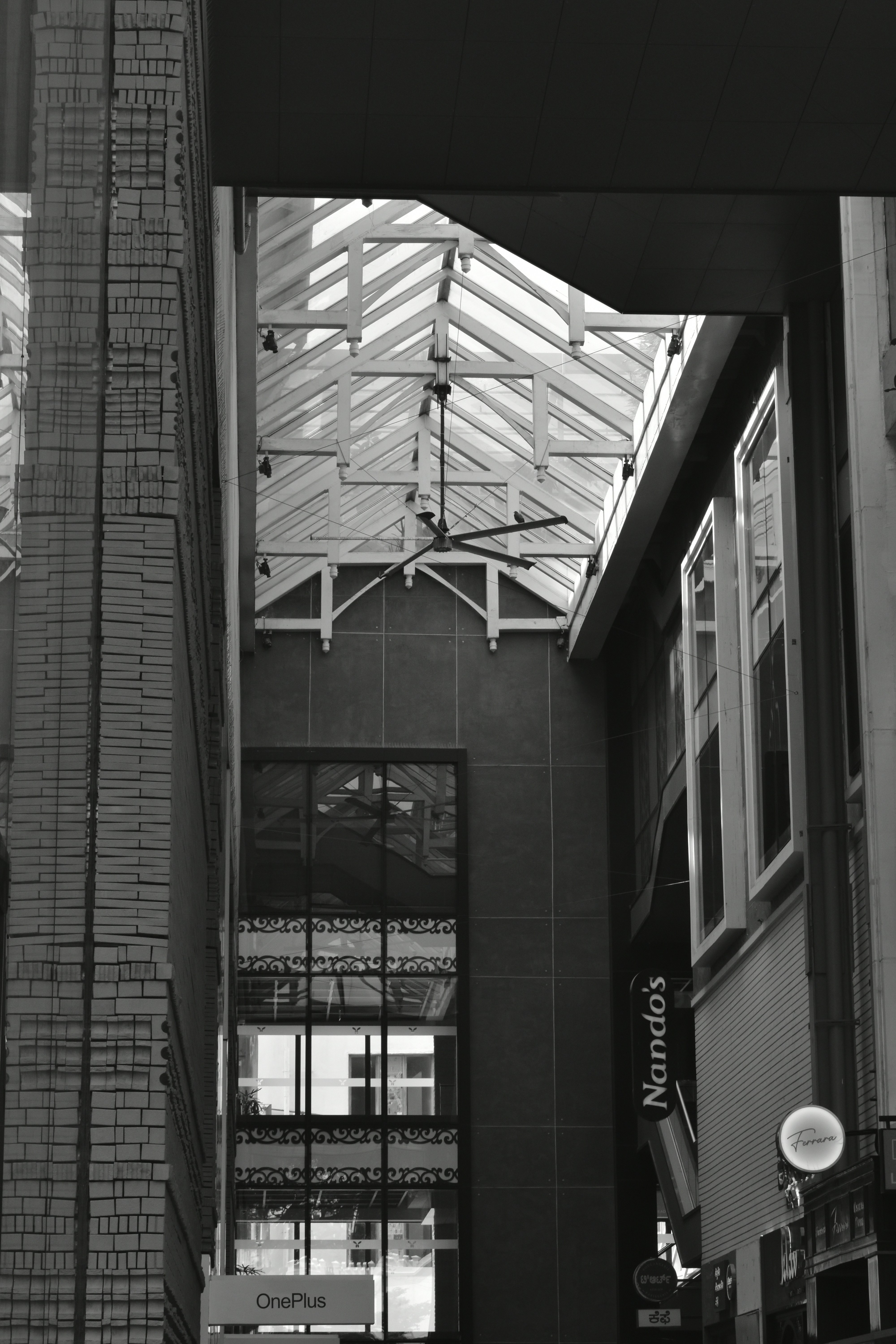 A black and white photo of a building