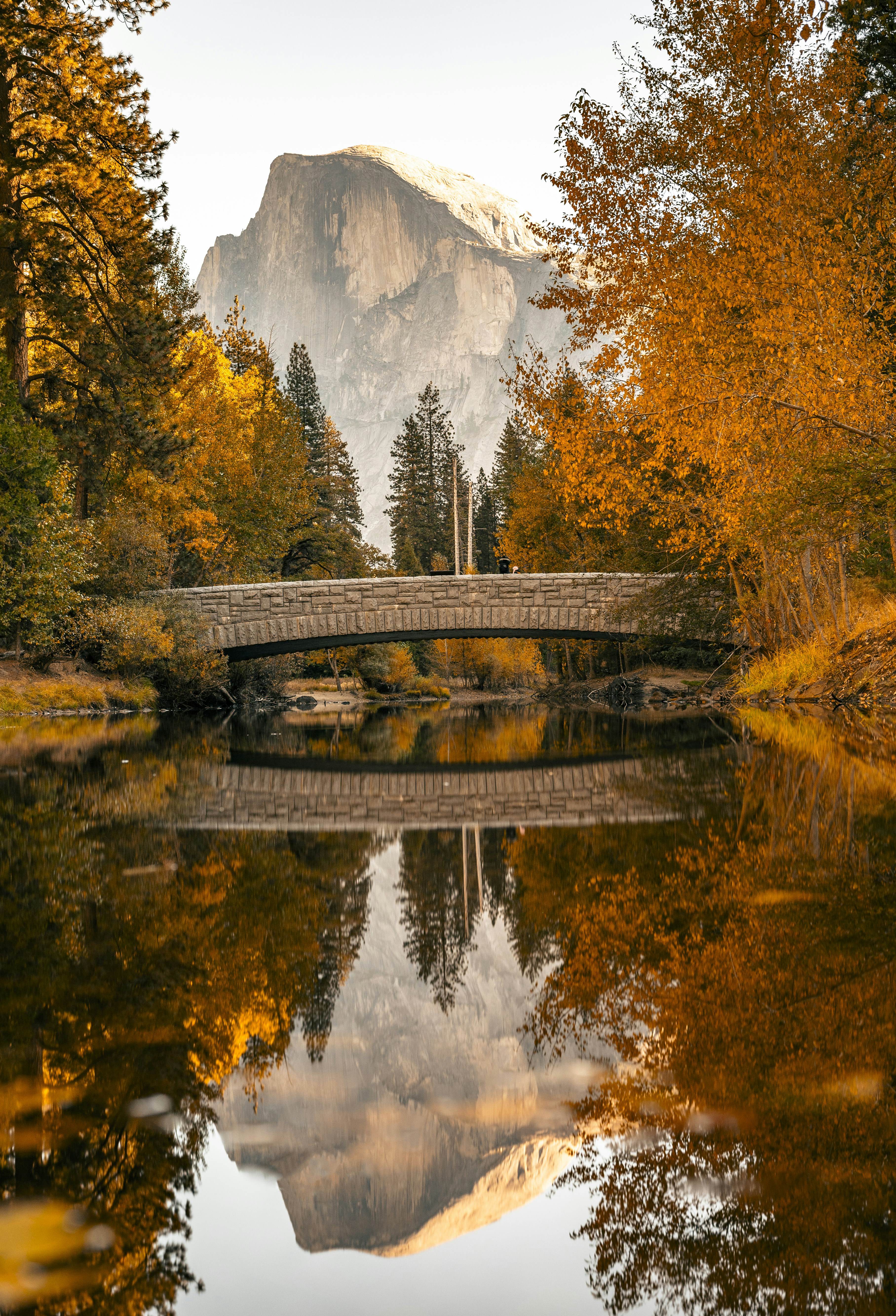 A bridge over a body of water surrounded by trees photo – Free Clouds ...