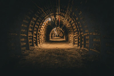 A dark tunnel with a light at the end