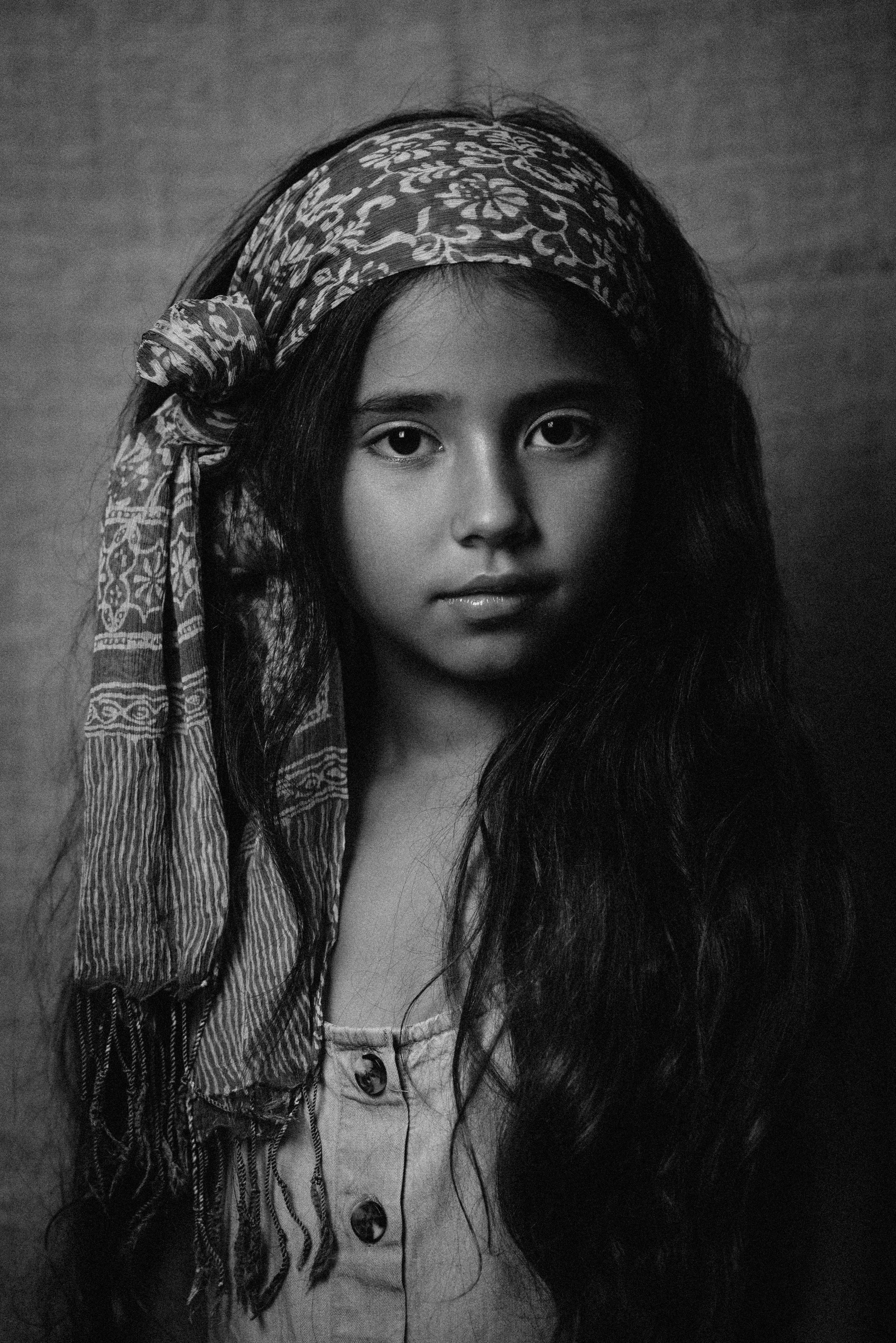 A black and white photo of a girl with long hair photo – Free Portrait ...