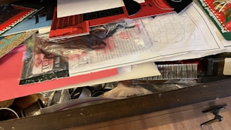 A bunch of papers that are sitting on a table