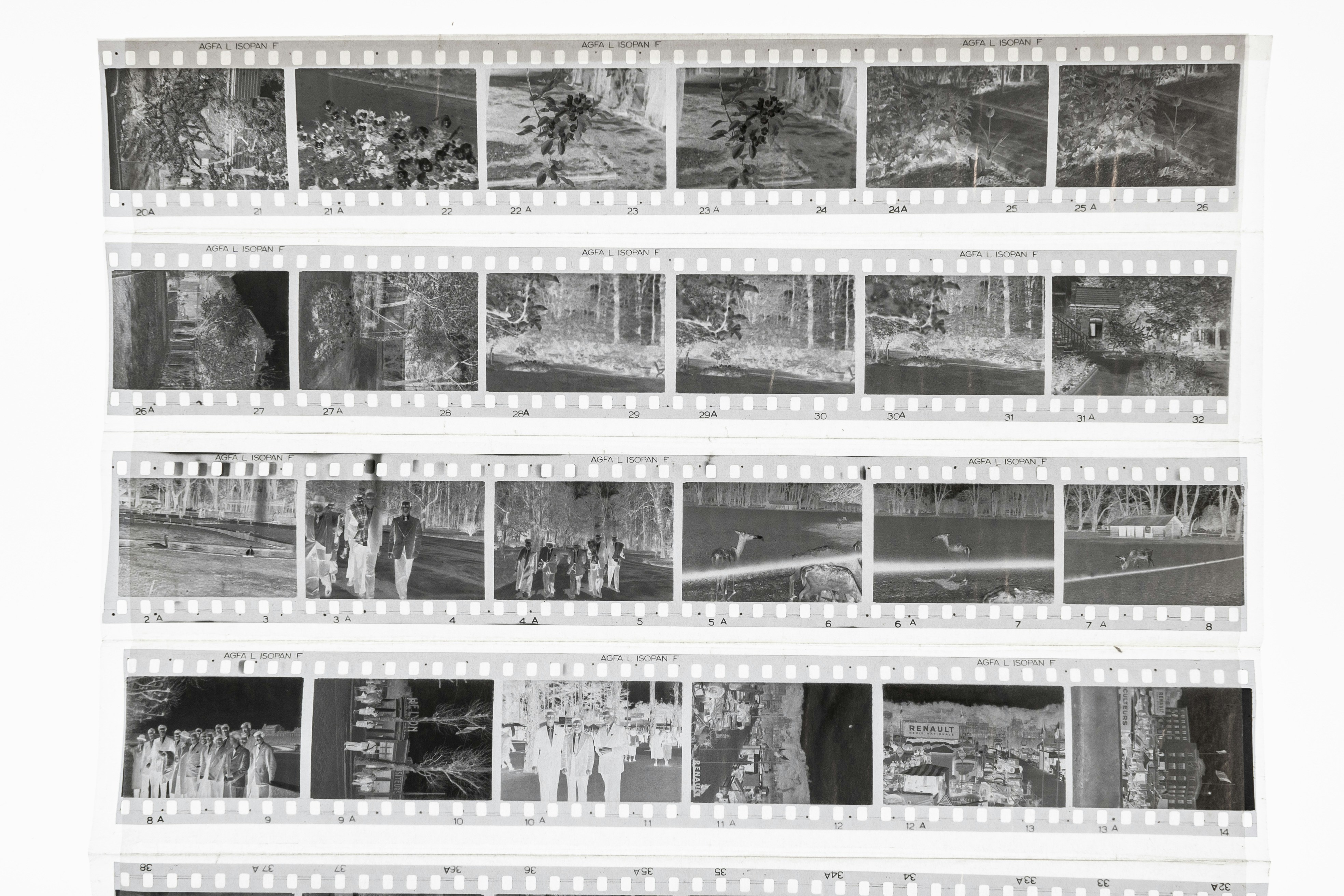 Una foto in bianco e nero di una striscia di pellicola