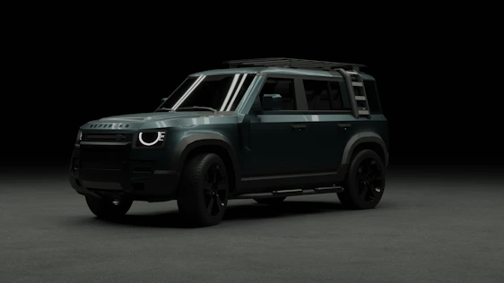 A black and white photo of a car in the dark