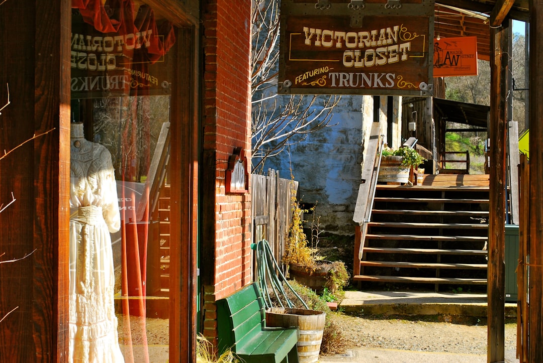 There is a store front with a sign on it