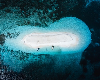 An aerial view of an island in the ocean