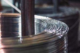A close up of a coil of wire