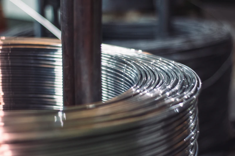 Coil of fine stainless steel wire
