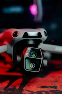 A close up of a camera on a table