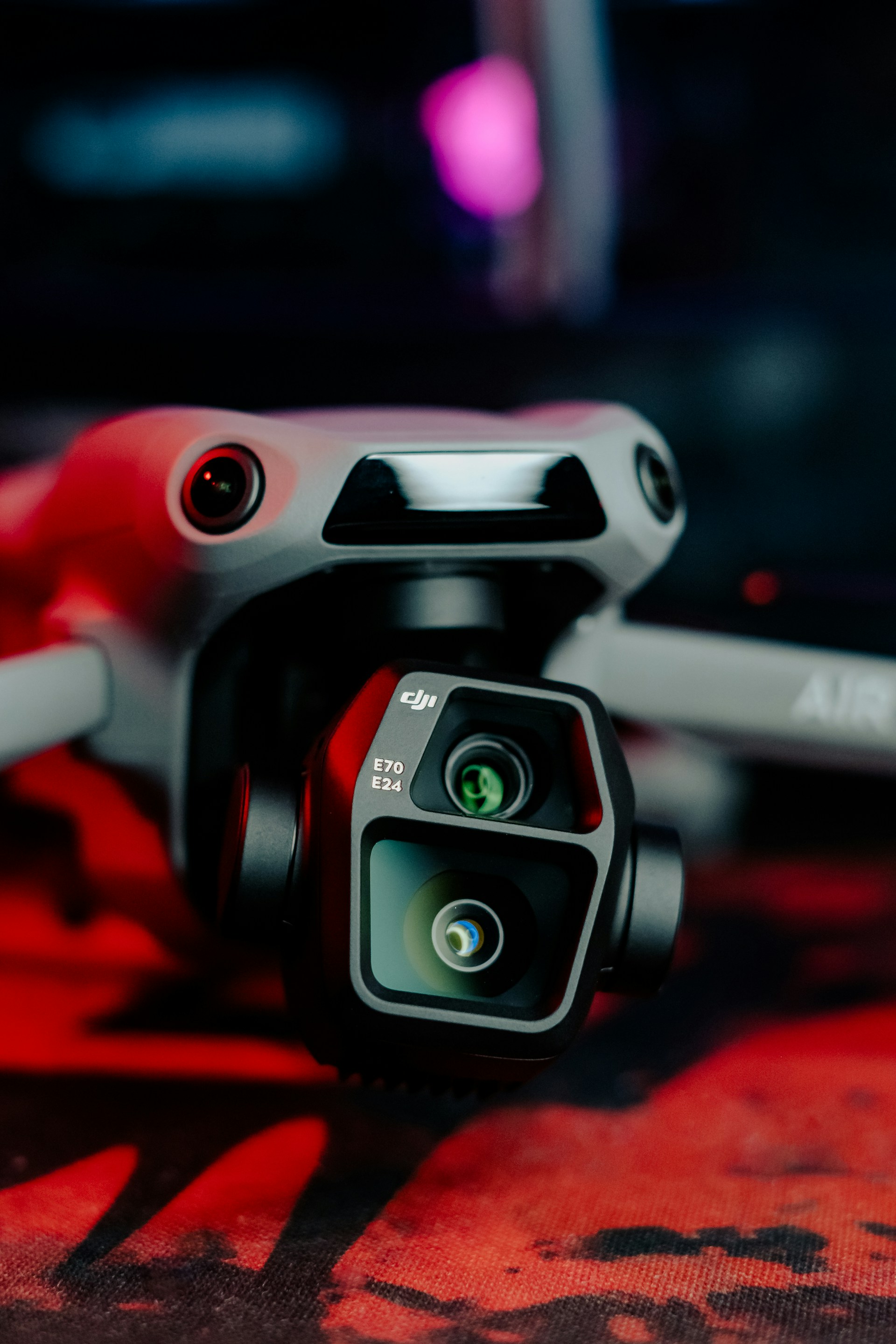 A close up of a camera on a table