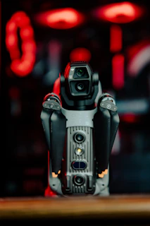 A close up of a camera on a table