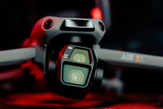 A close up of a camera on a table