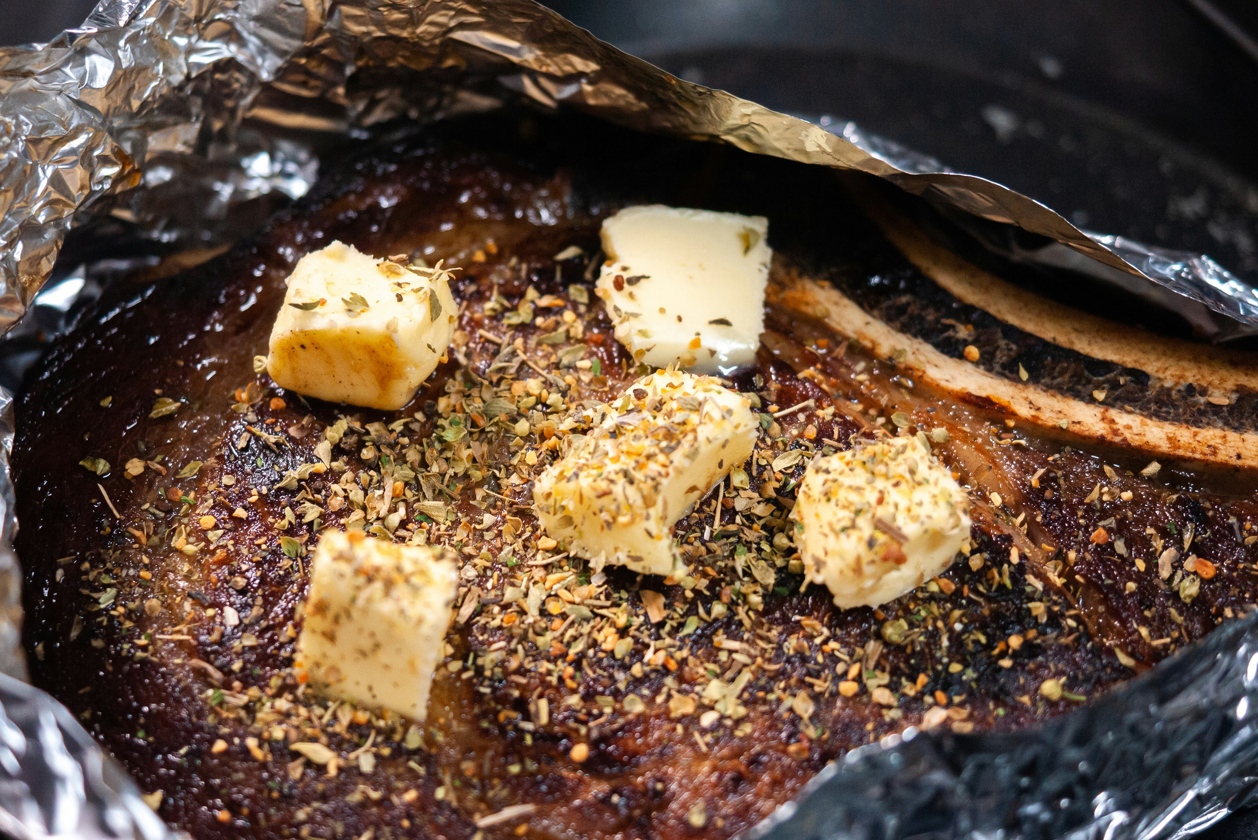 A close up of a pan with food in it