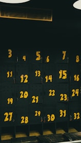 A locker with numbers on it in a gym