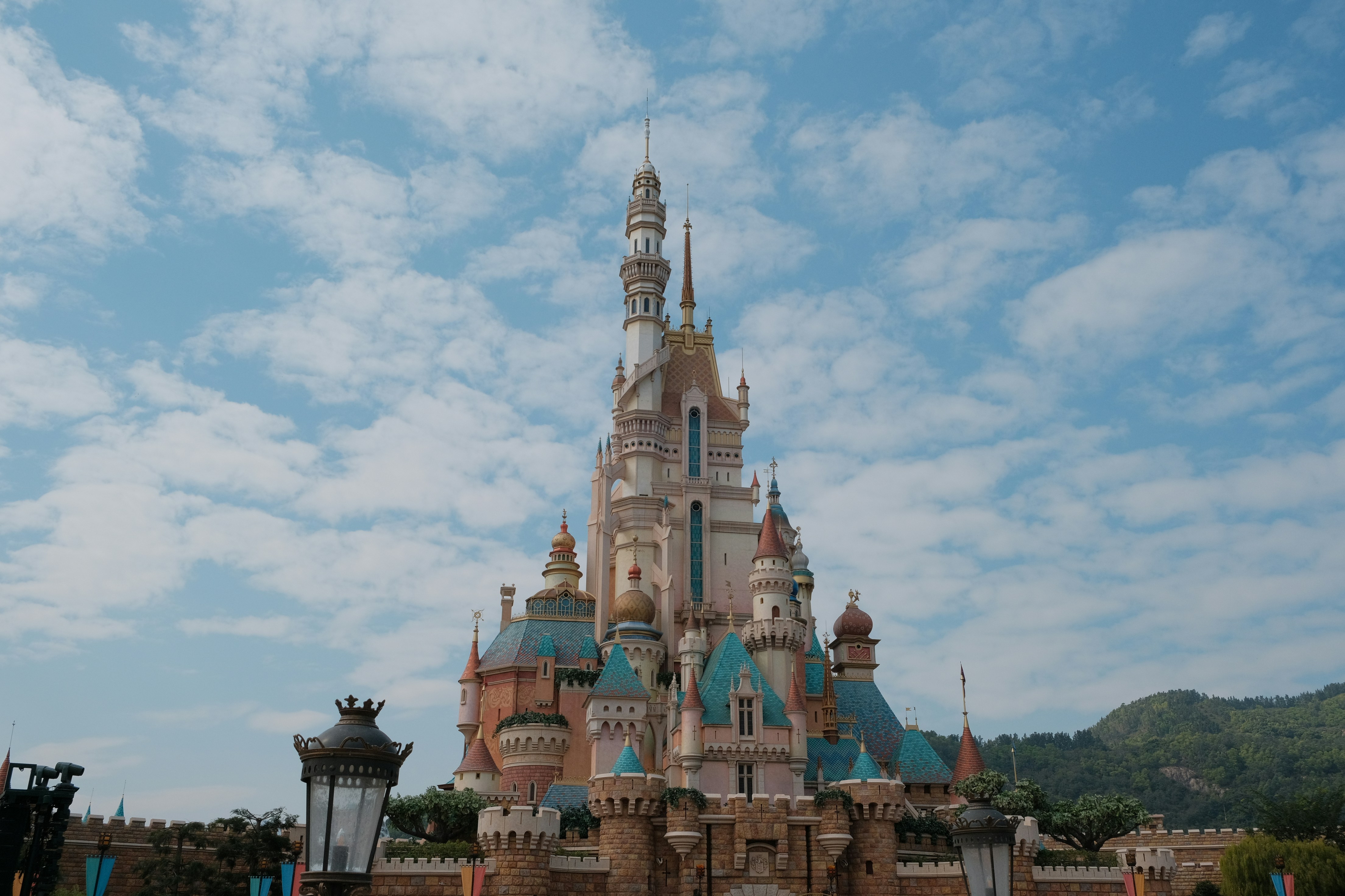 A large building with a clock on the side of it, 