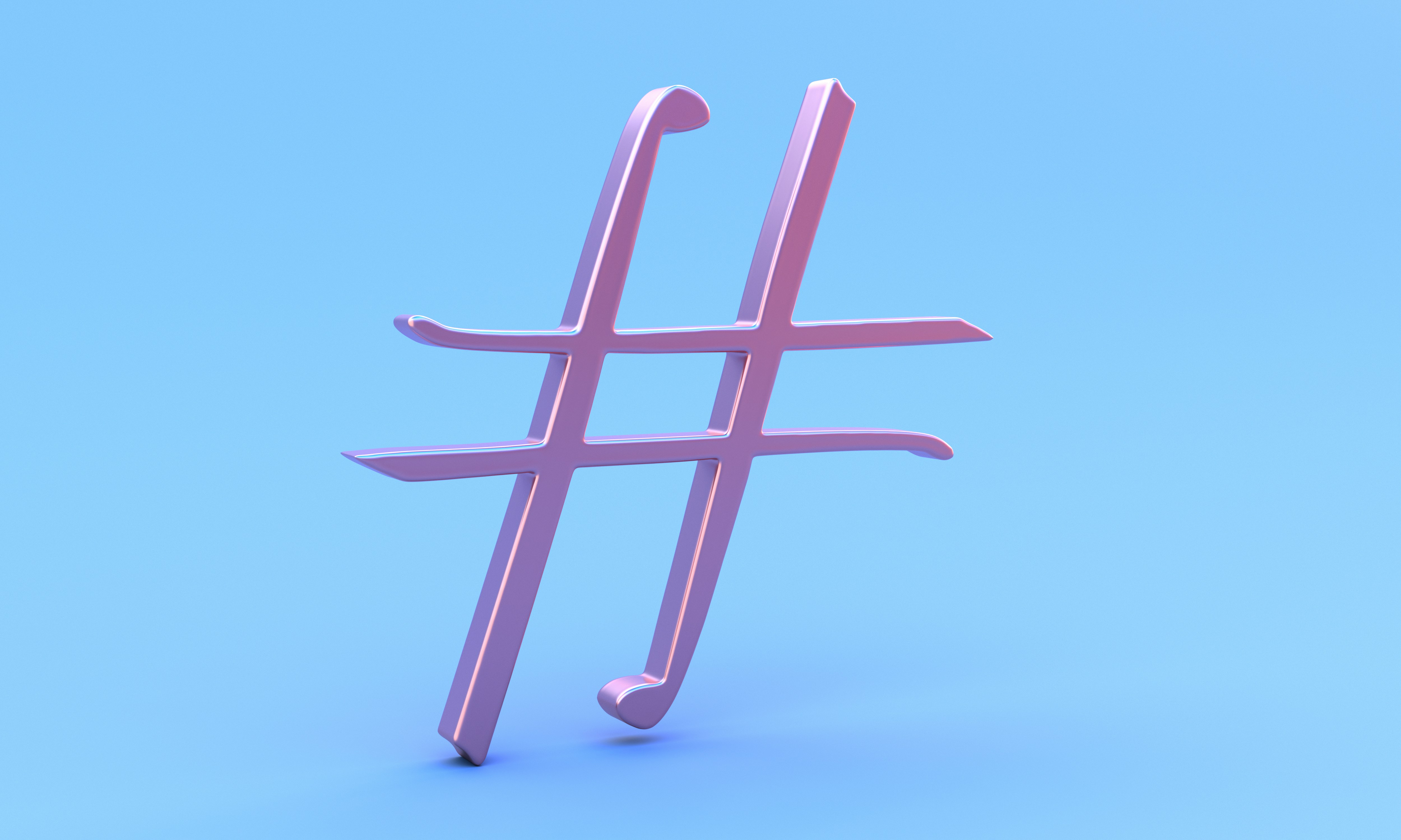 Hashtag 3d model/render 3/4 view.