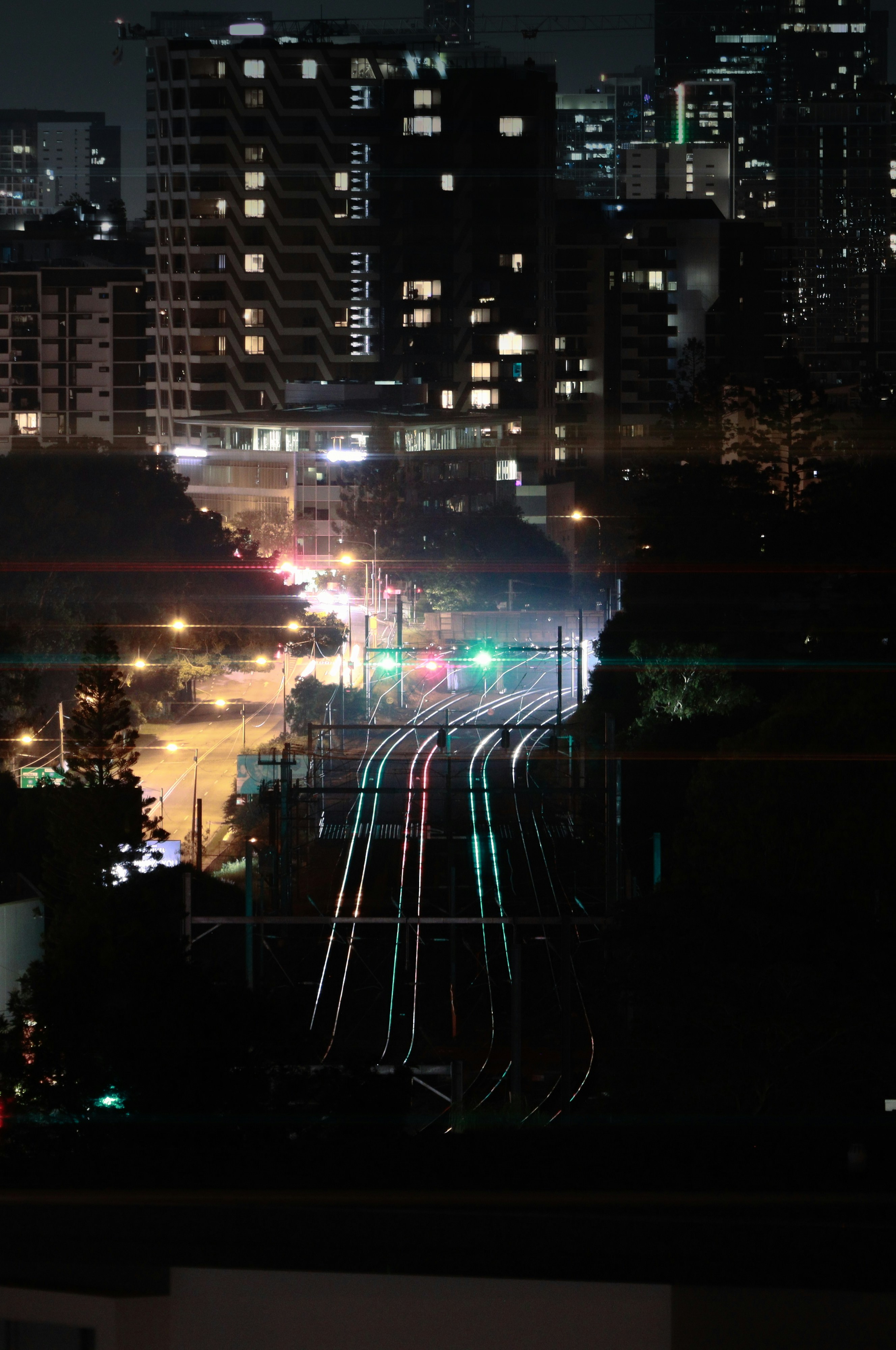 A view of a city at night from a window