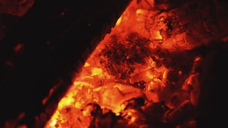 A close up of a fire in a fireplace