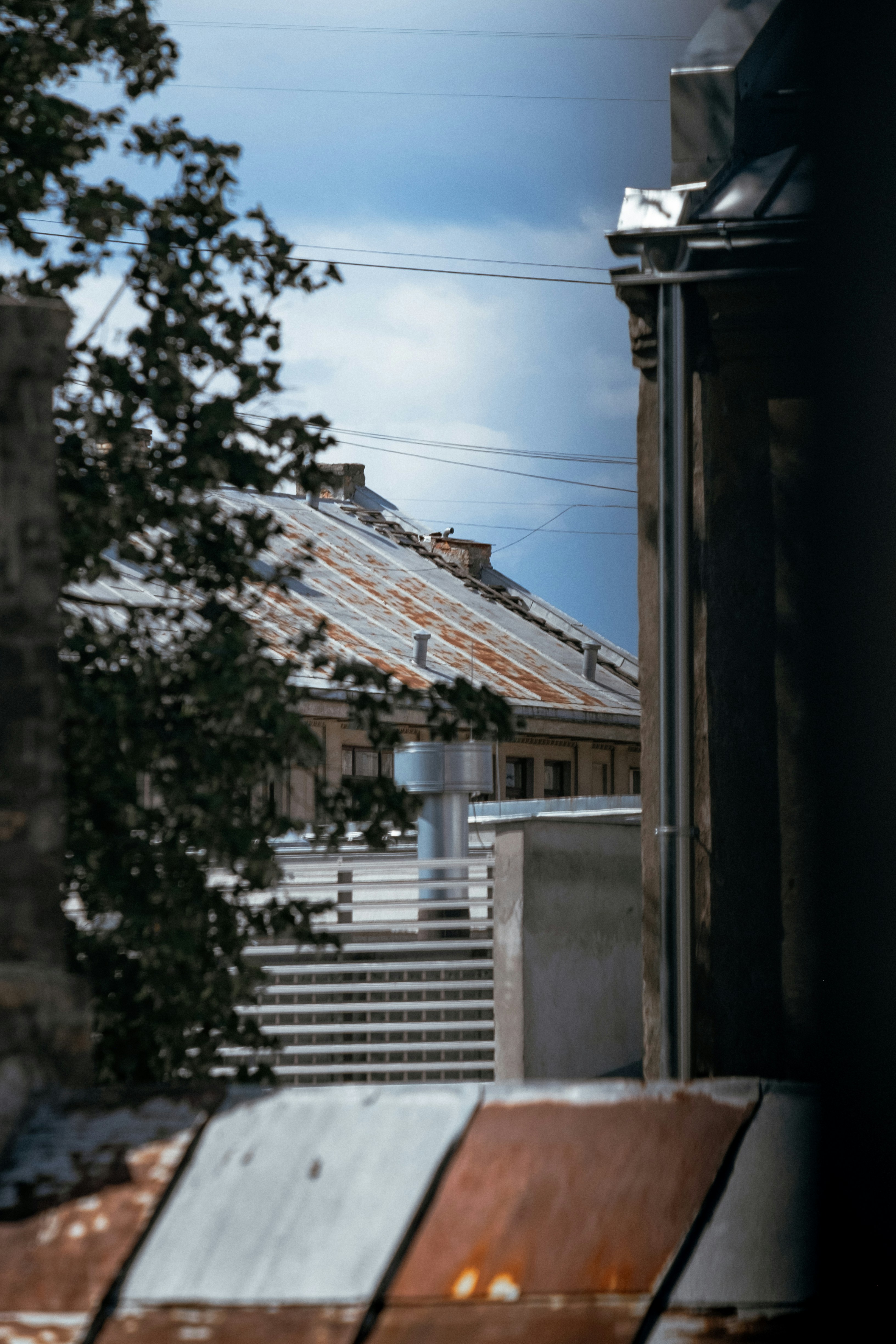 A view of a roof from a building