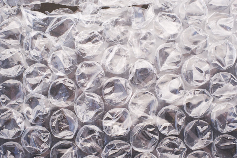 Bubble mailer cushioning film close-up used in padded shipping envelopes