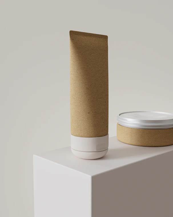 A white container sitting on top of a white box