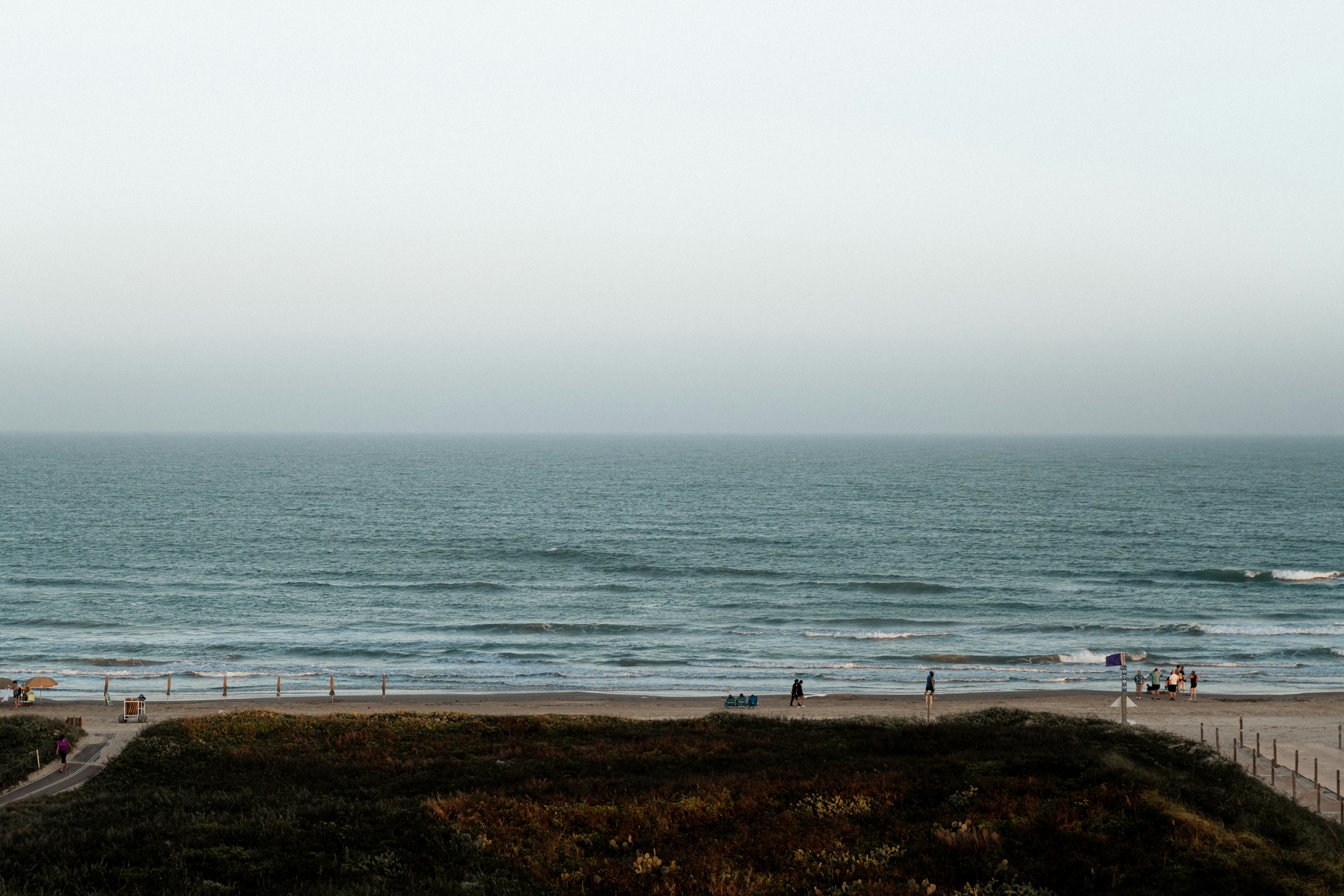 A view of the ocean from a beach