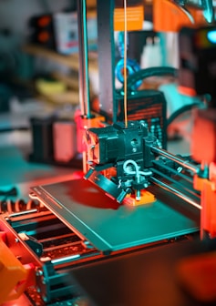 A close up of a 3D printer machine